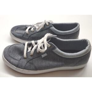 Keds Women Center Blue Denim Canvas Stripe Fashion Sneakers Size 9